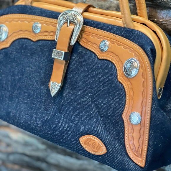 Circle Y of Yoakman - Denim and Tan Leather Handmade Bag - Picture 7 of 15